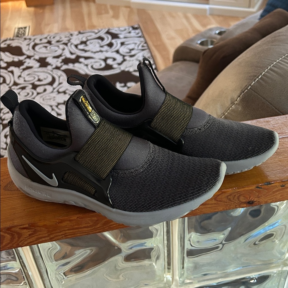 Nike Black and Gray Slip-On Shoes